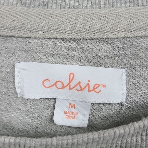 Colsie Gray Cropped Lightweight Sweatshirt Top Pullover Raw Hem Sweater Shirt - Picture 3 of 6